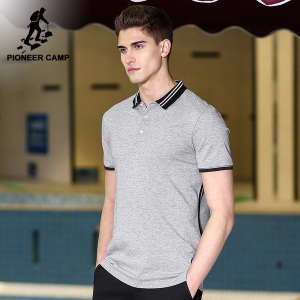 

pioneer camp new short shirt men brand clothing simple casual patchwork s male 100% cotton grey acp703084, White;black