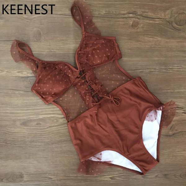 

keenest high-end design one piece swimsuit women swimwear lace monokini padded swim suit, White;black