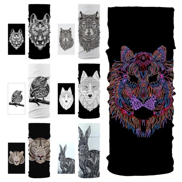

lovely tiger wolf animal seamless balaclava magic scarf headwear outdoor sports bandanas cycling hiking mask neck gaiter, Blue;gray