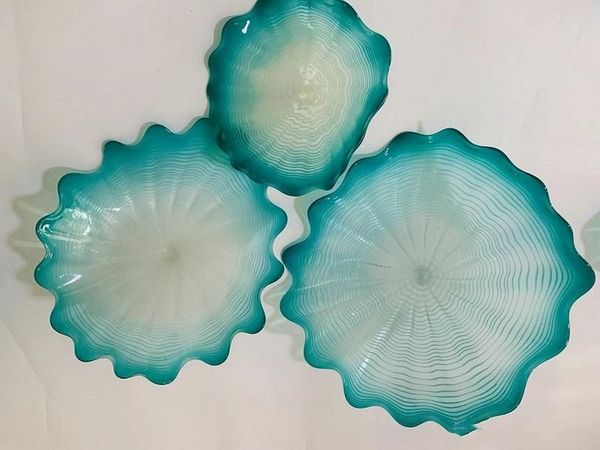 

l wall lighting blue colored murano glass plates flower wall art hanging light for home