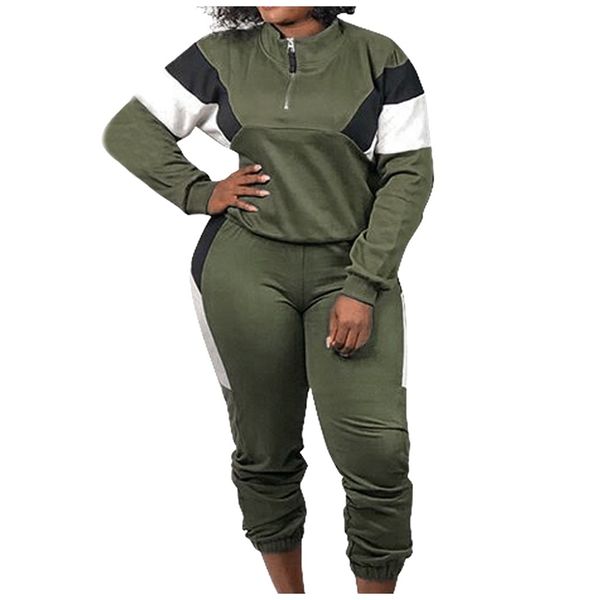 

tracksuit women sportwear two piece set women long sleeve split 2 piece set long pants casual outfit lady sportswear#g3, White;black