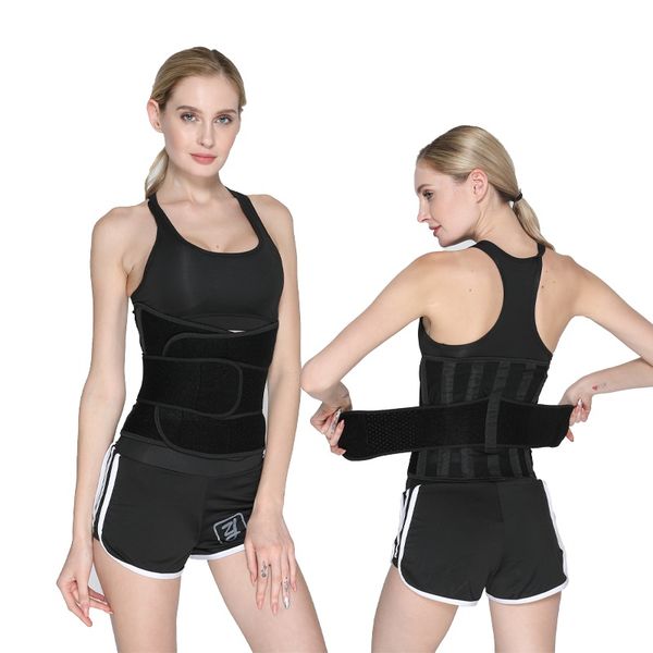

sports waist belt slim weight loss sweat band durable adjustable lumbar brace gym weightlifting training fitness waist support, Black;gray
