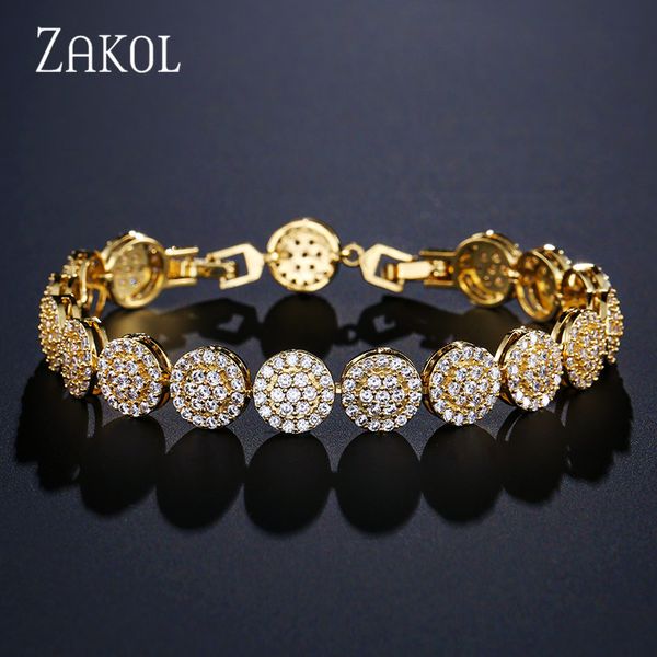 

link, chain zakol charming flower bracelet hand-set micro inlay craft + cz studded bijouterie for women and girls fsbp2029, Black