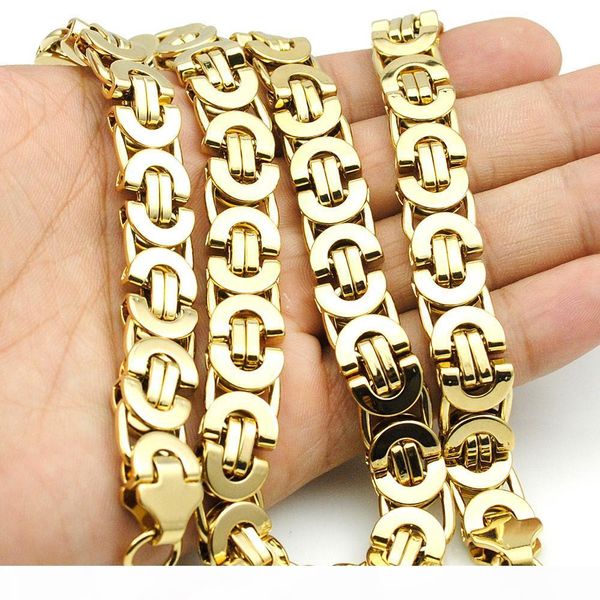 

amumiu 11mm gold huge & heavy long stainless steel byzantine men chain necklace 316l stainless steel jewelry golden kn016