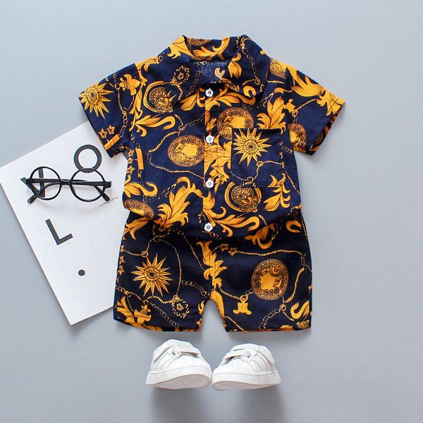 

clothing sets beach boy outfit baby boys clothes set fashion kid flower print shirt costume children outdoor casual wear, White