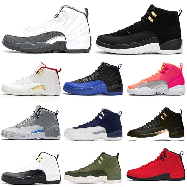 

dark grey reverse taxi jumpman 12 12s men basketball shoes game royal flu game bulls mens trainers sports sneaker 7-13