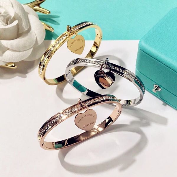 

Роскошные Браслеты из нержавеющей стали T Марка сердце браслеты для женщин с брил