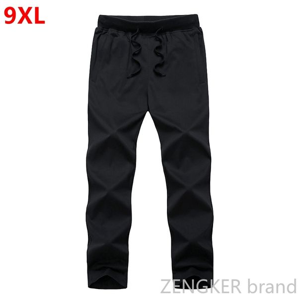 

summer pure color plus size pants male special large thin section summer long pants cotton 9xl 8xl 7xl 6xl 5xl, Black