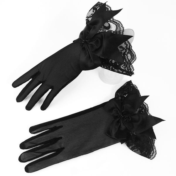 black and white long gloves