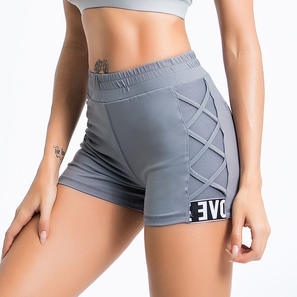 

the new spring and summer of 20 for the leisure fitness pants net yarn splicing letters pants cross-border for shorts, White;red