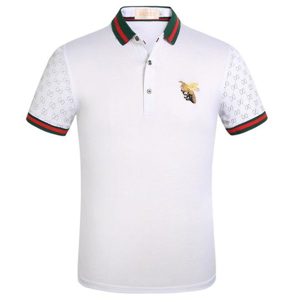 

men's summer new 2020 bee embroidery short sleeve polo t shirt for men size m to 3xl casual designer polo shirt male 06, White;black