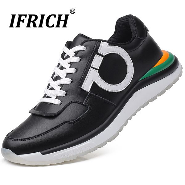 

popular youth fashion men shoes genuine leather men sneakers comfortable walking shoes for mens leather casual, Black
