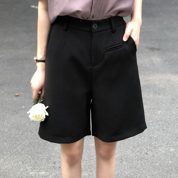 

ewq] 2020 летние новые шикарные дамы дна простые качественные черные широкие брюки ног корея свободные случайные брюки колена брюки qv919, Black;white