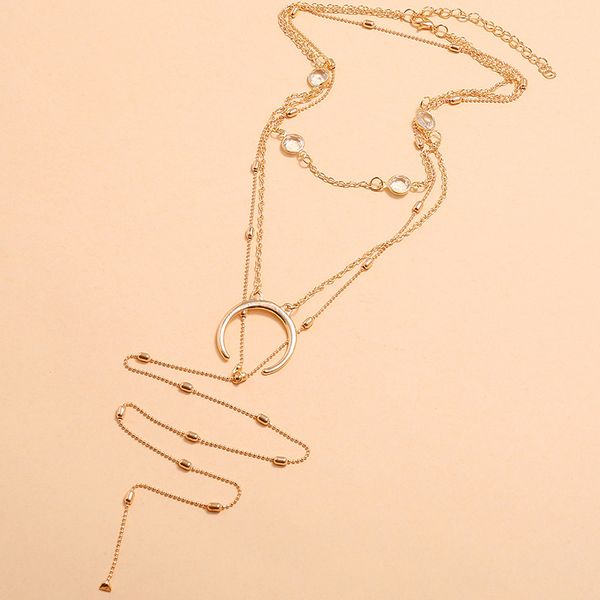 

simple style elephant moon small pendant multi-layer necklace choker women fashion accessories party jewelry gift, Golden;silver