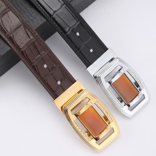 

hujingsha thai siamese crocodile belt men belt crocodile leather fashion casual alloy buckle men belt, Black;brown