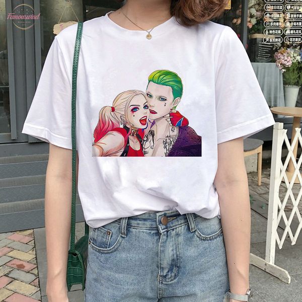

harley quinn t shirt 2020new womens harajuku the joker shirt graphic tees short women casual t shirt fashion cool female t, White