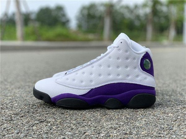 

2020 13 lakers rivals white black court purple university gold basketball shoes 414571 -105 real carbon fiber authentic shoes size 7