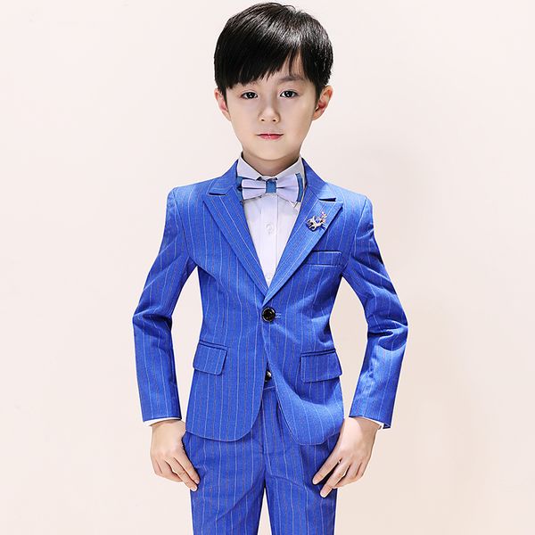 

new arrival faahion children suit men handsome autumn spring boys formal striped plus size 3 4 5 6 7 8 9 10 12 14, Black