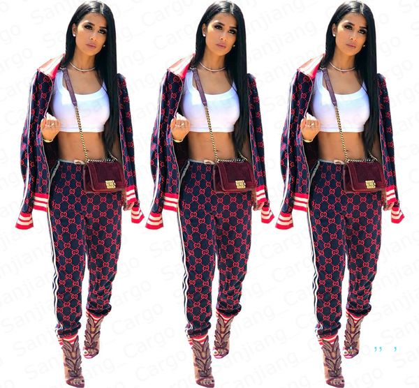 

Бренд-дизайнер женщины спортивный костюм Письмо печати куртки + брюки спортивная одежда 2 шт. роскошные весенние наряды повседневные спортивные пальто брюки наборы E32707