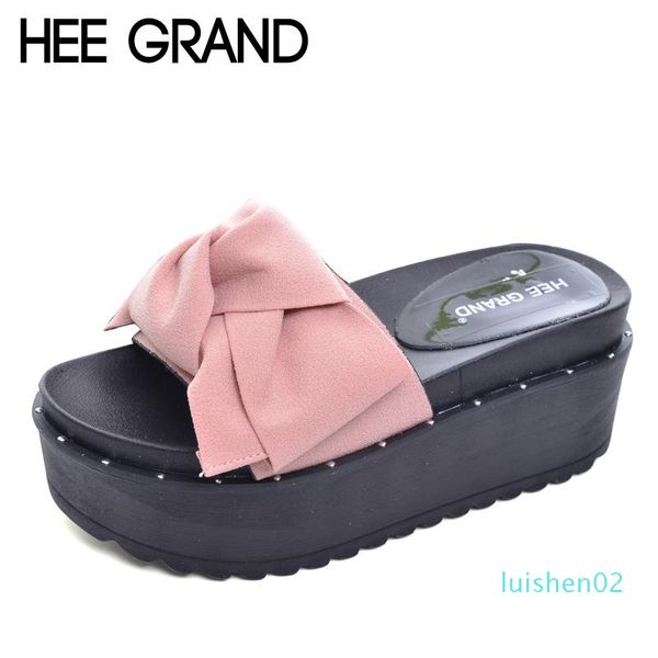 

hee grand bowtie platform slides 2017 beach creepers casual shoes woman slip on sippers women flats shoes l02, Black