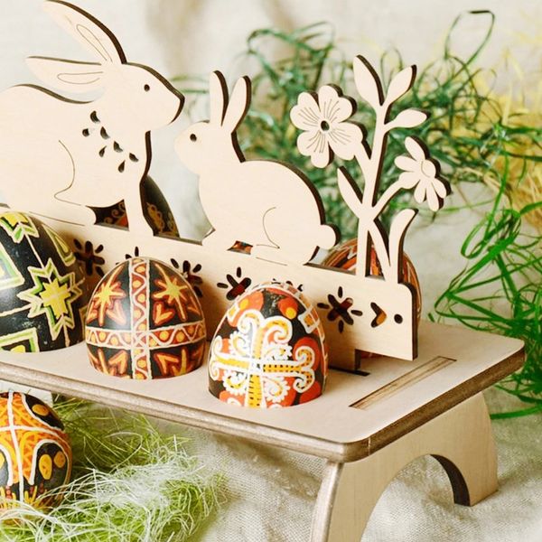 

wooden easter egg shelves for easter party ornament diy bunny letter egg stand rack rabbit pattern easter decoration for home