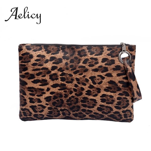 

aelicy women leopard print day clutch pu leather zipper woman bag clutch evening bag female handbag carteras y bolsos de mujer