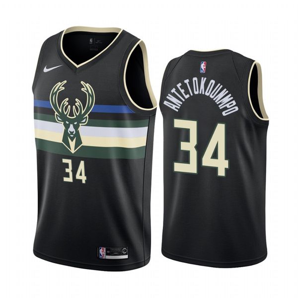

mens jerseys giannis 34 antetokounmpo black and white basketball jerseys, Black;red