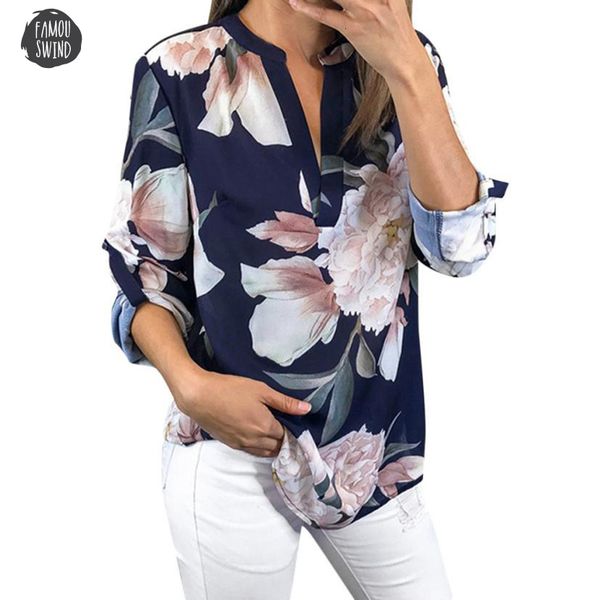 

women blouses ladies causal v neck floral adjustable print v neck half sleeve shirt irregular blouse blusas feminina 2019, White