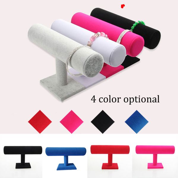 

portable velvet bracelet bangle necklace chain watch t-bar organizer rack jewelry display stand holder@88, Pink;blue