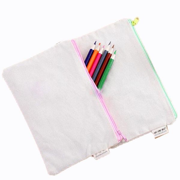 

fast20.5*13m diy white canvas blank plain zipper pencil pen bags stationery cases clutch organizer bag gift storage pouch
