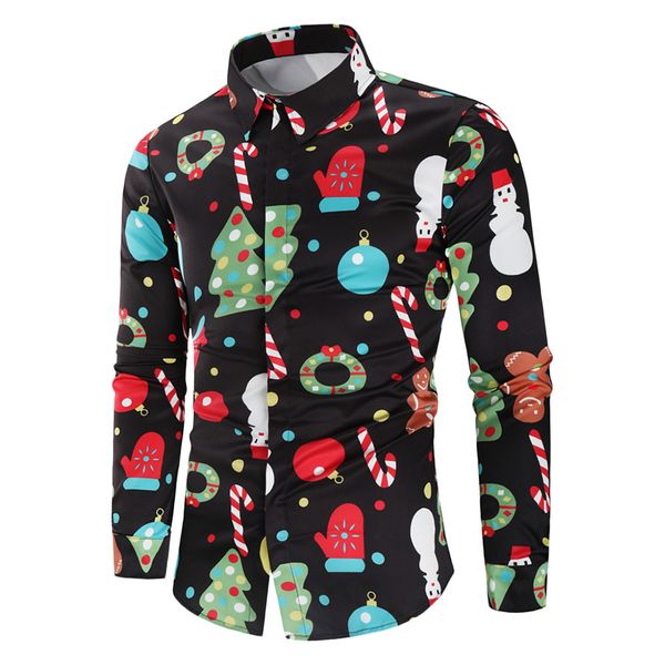 

christmas theme button up нерегулярная цифровая печать мужская рубашка, White;black