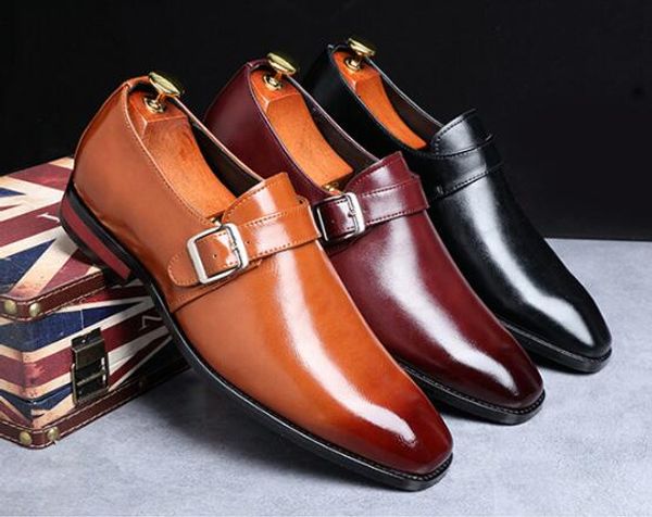 

classic men dress shoes casual gentlemen slip-on leather shoes formal shoes business men loafers, Black