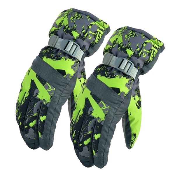 

women men thickened outdoor pu leather adjustable insulated warm ski gloves waterproof windproof anti slip snowboard