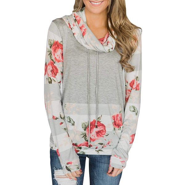 

women hoodies long sleeve sweatshirt 2018 autumn female hooded floral print ladies pullover sweatshirt sudaderas mujer sj543v, Black