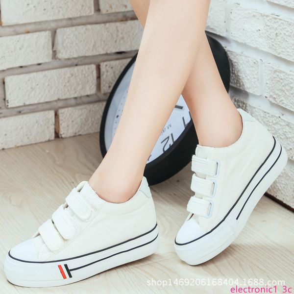 

spring canvas shoes women's increased thick platform women's white korean plate shoes student tide, Black;green