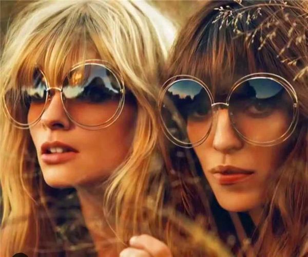 

new fashion women sunglasses big round frame metal 114s women design sunglasses summer fashion show design, White;black