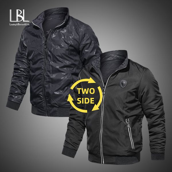 

two sides jacket men 2019 new brand casual jackets & coats autumn winter mens pilot bomber jacket hip hop streetwear, Black;brown
