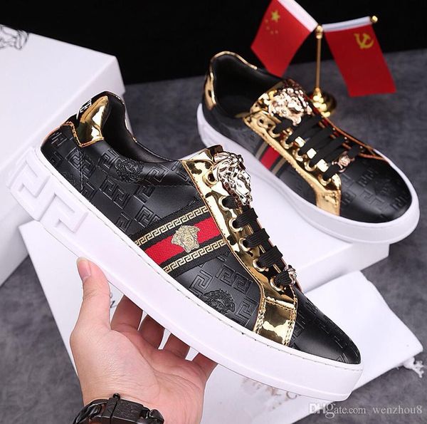 

fashion mens designer shoes ace white low leather sneakers rubber sole trainers platform dolce causal men shoes size 38-44