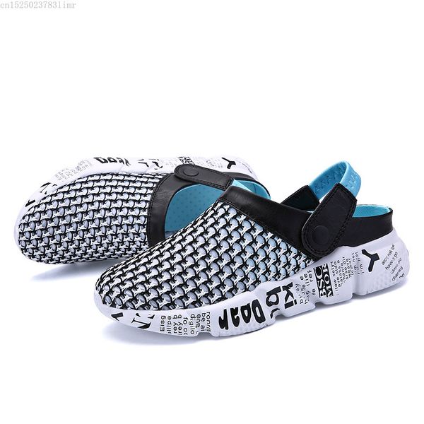 

2019 new plus size 39-46 men sandals summer breathable air mesh men lighted slippers outdoor beach mens shoes leisure slippers, Black
