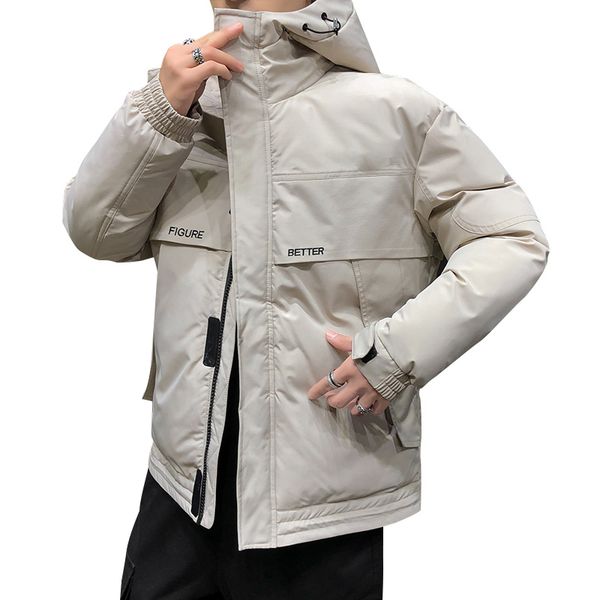 

mens winter jackets clothing 2020 cotton pad hooded jacket solid zipper coat male outwear casual parka man quality winter coat, Black