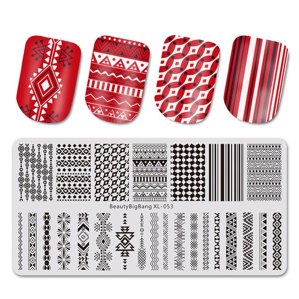 

beautybigbang 1pc rectangle stamping for nails geometric image stencil for nail stamping plates template nail art tools xl-053, White