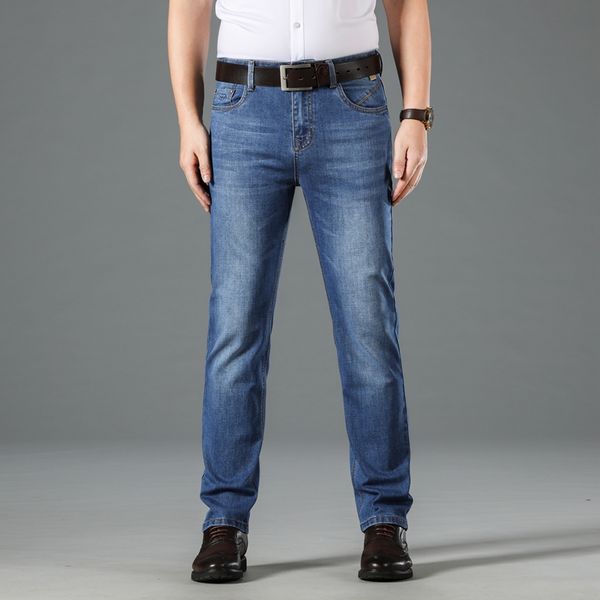 

men's jeans 2021 straight 3 colors male elastic blue gray skinny leisure business clothing 28-40 fashion retro