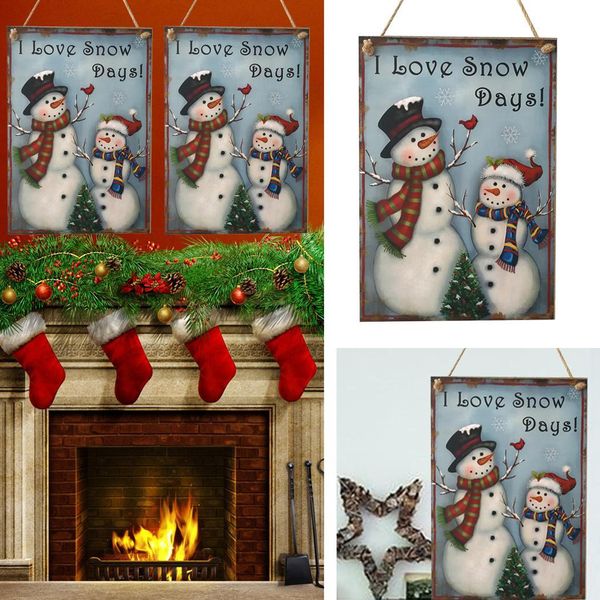 

hanging wooden tagging snowmen pattern christmas tree decorations as picture