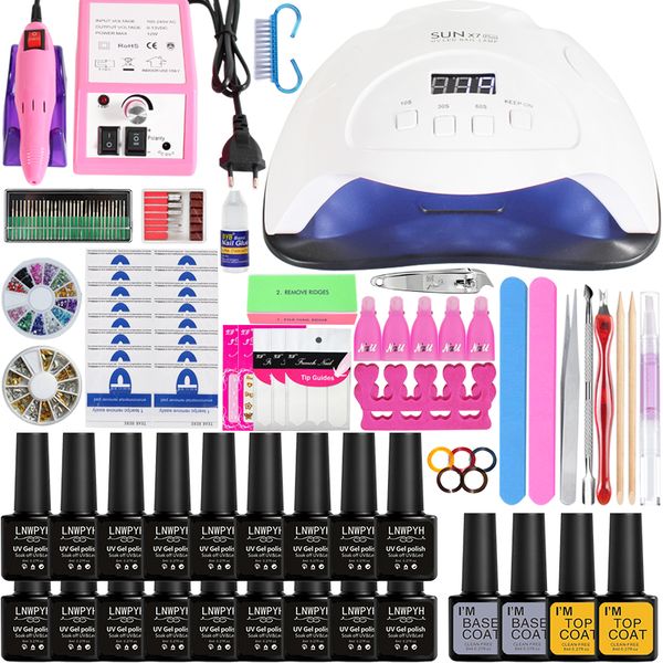 

manicureset nail kit with nail lamp 20000rpm drill machine polish kit acrylic art tool set extension