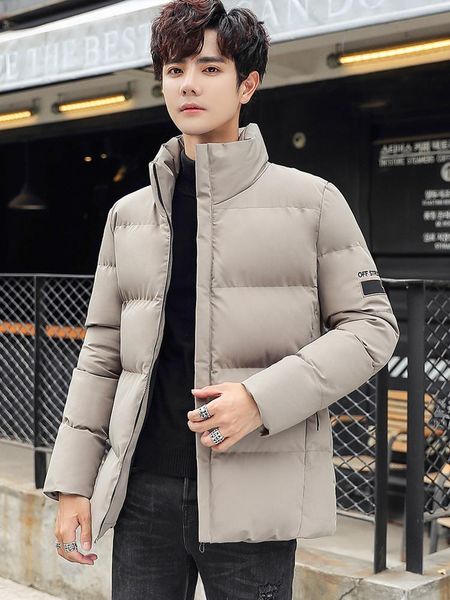 

зимние ватники толстая куртка хлопчатобумажное пальто мода мужская куртка теплая набивка пальто повседневная с карманами верхняя одежда топ, Black