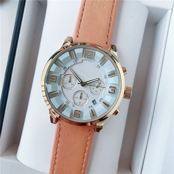 

selling blueray glass three-eye belt mens watch mens micro-business selling gift fashion watch wholesdgg, Slivery;brown