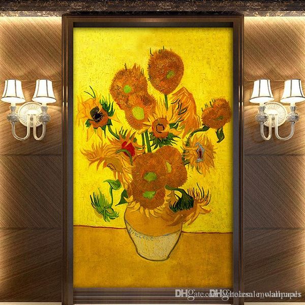 

custom p wall murals corridor home decor 3d sunflower retro oil painting p mural wall papers custom any size