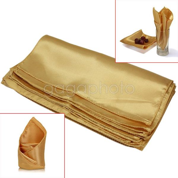 

10pcs wedding party l tableware home dinner table polyester cloth napkins gold