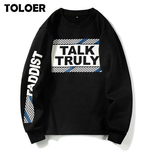 

fashion round neck sweatshirt men 2019 high street hip hop striped hoodie male streetwear pullover crewneck fleece hoodies mens, Black