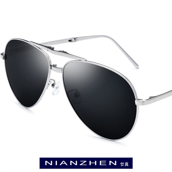 

pure titanium sunglasses men folding aviation polarized sunglass 2019 brand designer aviador sun glasses for men shades 1383, White;black